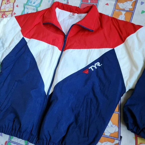 Vintage TYR Sport Color-Blocked Varsity Bomber Jacket - Picture 3 of 5